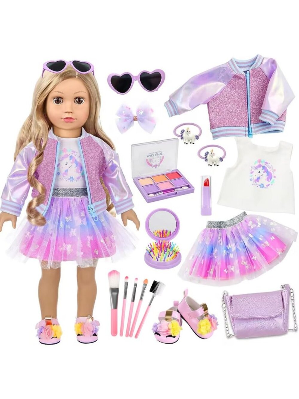 18" Doll Makeup Accessories & Clothes Set - Perfect for Creative Play & Dress-Up